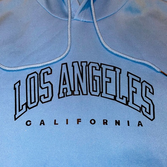 Graphic Comfortable Mens Los Angeles Baby Blue Thermal Lined Hoodie - Picture 1 of 3